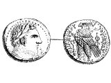 Tetradrachm, silver (or Stater, worth 4 drachmas, equivalent to a Shekel), of Tyre, 46 BC.